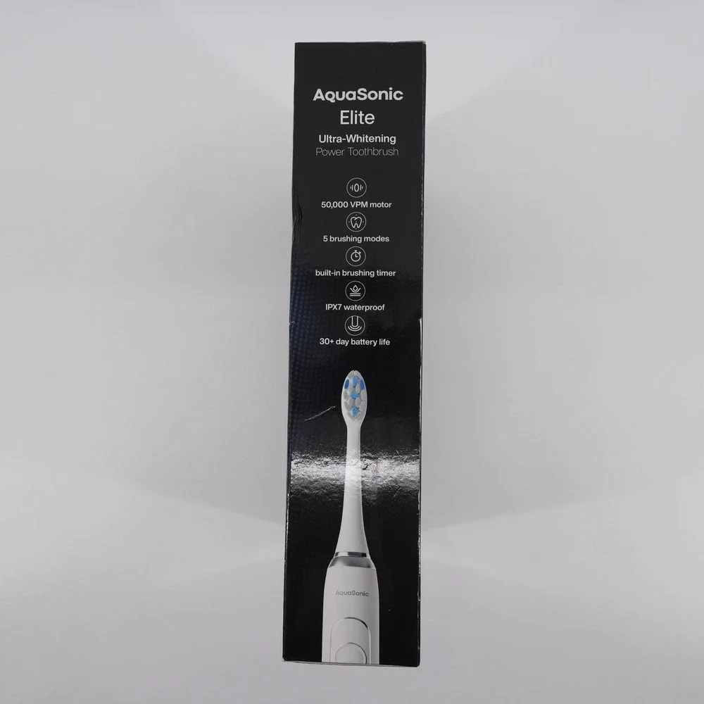 NEW AquaSonic Elite Ultra-Whitening Power Toothbrush White